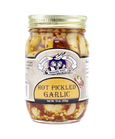Amish Wedding All-Natural Hot Pickled Garlic 15 Ounces (2 Jars)