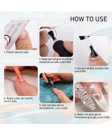 BOLASEN 5 in 1 Gel Nail Glue - 8ML UV Extension Glue for Acrylic Nails | Strong, Long Lasting Brush-On Gel for Press On Nails | Home & Salon Use - Buy Online on SooperMarket.com