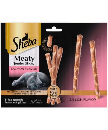 SHEBA Meaty Tender Sticks Soft Cat Treats Salmon Flavor, 0.14 oz Sticks (Pack of 10) (50 sticks total)