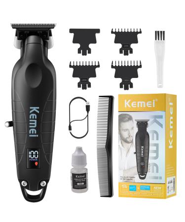 KEMEI 2293 Professional Hair/Beard Trimmer for Men Zero Gapped Hair Clippers for Barber with T Blade Cordless Rechargeable 2293black