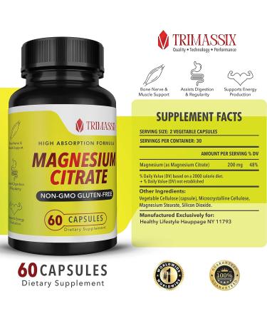 Trimassix Magnesium Citrate: Non-GMO & Gluten-Free Supplement - Buy Online on SooperMarket.com