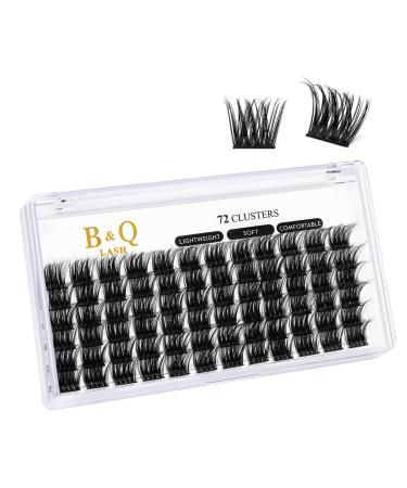 Cluster Lashes C Curl 14mm 72 Clusters B&Q Lash Clusters C D Curl Individual Cluster Lashes Mega Volume Eyelash Clusters DIY Lash Extensions Soft Fluffy Cluster Eyelash Extensions (B16 C-14mm) C-14 mm B 16