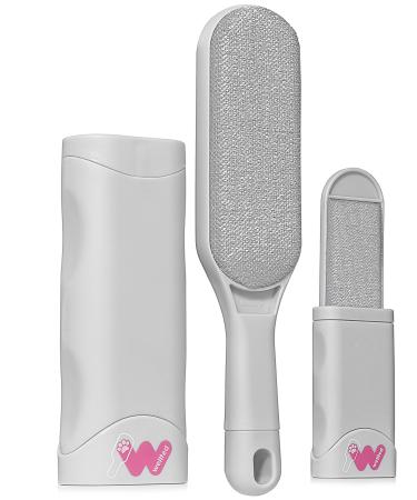 Pet Hair Remover for Couch Furniture Clothing Car Seat Carpet Pet Bed Fur Lint Brush Fur Remover Fur Lint Removal Dog Hair Remover Cat Hair Remover Double-Sided Brush Self-Cleaning Base (New Grey)