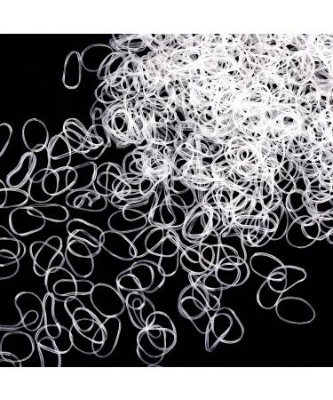 Lusofie 2500Pcs Clear Hair Elastic Bands Small Clear Elastic Hair Bands Soft Baby Elastic Hair Ties Hair Bands for Girls Kids Braids Hair Wedding Hairstyle Transparent White