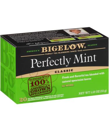 Bigelow Perfectly Mint Black Tea, Caffeinated, 20 Count (Pack of 6), 120 Total Tea Bags Perfectly Mint 20 Count (Pack of 6)