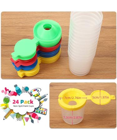Non-Spill Paint Cups for Kids with Flip Lids - Set of 24 Assorted Colors for Art Supply, School, Classroom, Artist Studio - Buy Online on SooperMarket.com