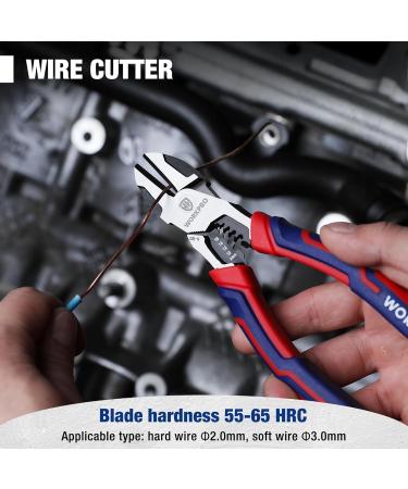 WORKPRO Diagonal Cutting Pliers with Wire Stripper 200mm Heavy Duty Cr-V Wire Cutters Multi-Function High Leverage Side Cutters Industrial Pliers - Buy Online on SooperMarket.com