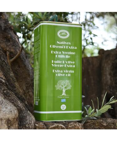KORVEL Olive Oil - Premium Extra Virgin Olive Oil 5 liter - Fresh from the harvest - Cold pressed Olive oil 5l - Koroneiki Olives - Kalamata Region in Greece - Canister with spout - Buy Online on SooperMarket.com