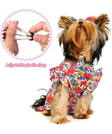 Frienda Cat and Dog Princess Floral Dress Set with Headband, Red and Yellow Floral Dress (M) - Spring/Summer Holiday Fashion - Buy Online on SooperMarket.com