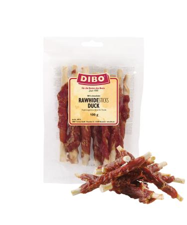 Dibo Rawhide Sticks Duck 100g of bag - reclaceable - delicious dog snack as a reward or in between dental care supports breastfeeding.