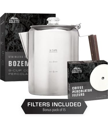 COLETTI Bozeman Camping Coffee Percolator - 9 Cup Campfire & Stovetop Percolator - Buy Online on SooperMarket.com
