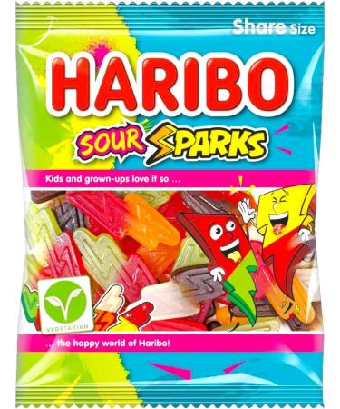 Sour Sparks Gummy Sweets Soft Chewy Candy Duo Flavours Raspberry & Pineapple Cola & lemon Apple & Cherry 160g - 3x Share Bags - Buy Online on SooperMarket.com