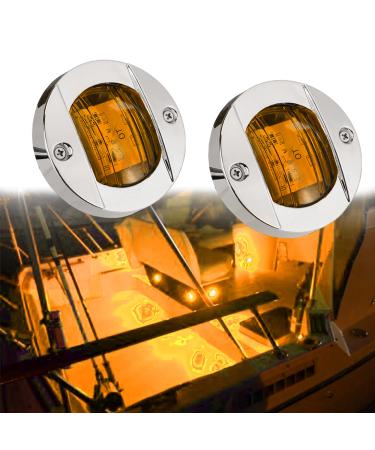 NBWDY 2PC LED Boat Light,Waterproof 12V 3in Amber Round Navigation Lights,LED Boat Interior Light for Boat Deck LED Transom Mount Light,LED Boat Courtesy Light.