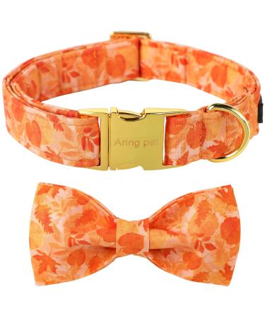 Aring Pet Autumn Dog Halison - Cute Yellow Dog Color with a bow adjustable cotton Autumn leaves Dog Halison Flying with metal buckle Large (Pack of 1) A: Herbst leaves