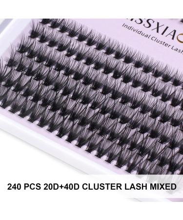 240pcs 20D+40D 0.07 D Curl Mix Cluster Eyelashes Extensions - Soft & Natural False Eyelashes for DIY Extension at Home - 240 Count - Buy Online on SooperMarket.com