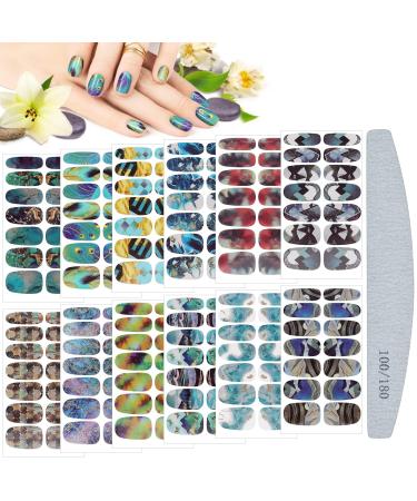 Kalolary nail foil self -adhesive 12 sheet marblerage full wraps nail polish sticker nail art stickers with nail file self -adhesive manicure sticker beautiful fashion diy decoration