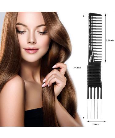 4 Pieces Carbon Lift Teasing Combs - Salon Lifting Fluffing Comb for Women - Black and Purple Artsy Style - 5 Stainless Steel Pins Included - Buy Online on SooperMarket.com