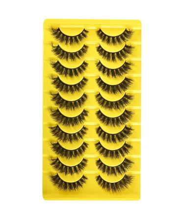 Fluffy Cat Eye False Eyelashes - 10 Pairs Short Mink Lashes for Natural Look | Wispy Volume Lash Pack - Buy Online on SooperMarket.com