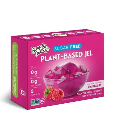 Simply Delish Natural Raspberry Jel Dessert - Sugar Free, Non GMO, Gluten Free, Fat Free, Lactose Free, Keto Friendly - 0.7 OZ (Pack of 6)
