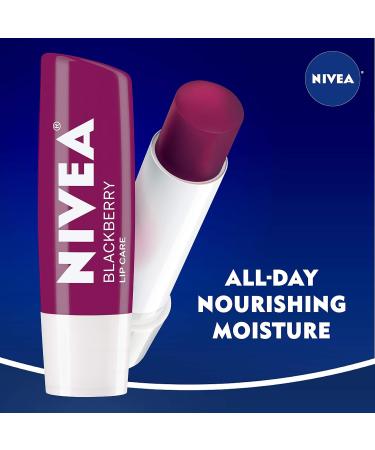NIVEA Blackberry Tinted Lip Balm Stick 0.17 Oz Pack of 4 - Shea Butter & Jojoba Oil - Buy Online on SooperMarket.com
