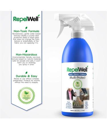 RepelWell Multi-Protect Stain & Water Repellent (12oz) Eco-Friendly  Pet-Safe Spray Keeps Your Belongings Clean  Dry and Looking Like New  Protects Fabric  Upholstery  Leather  Footwear & More Multi Protect 12oz - Buy Online on SooperMarket.com