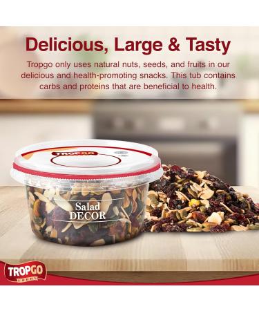 Tropgo Salad Decor - Healthy Salad Mix with Salted Almonds Dried Cranberries and Seeds in a Reusable and Recyclable Tub - Guilt Free Mixed Nuts and Dried Fruits - Salad Topper for all Ages (200G) - Buy Online on SooperMarket.com