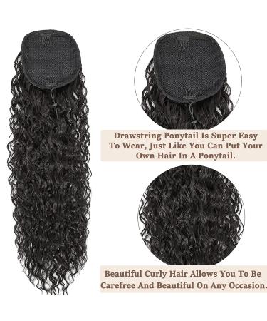 Dark Brown 24 Drawstring Curly Ponytail Extension | Synthetic Clip-In Hair Extensions - 24 Inch 4 - Buy Online on SooperMarket.com