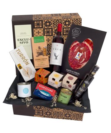 jamon.de Present basin Exclusivo with Spanish specialties - gift basket filled with noble delicatessen - delicacies gift for gourmet