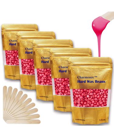 Depilatory Wax, 17.5 Oz Hair Wax Beans by Charmonic, Hard Body Wax Beans, Hair Removal Depilatory Wax European Beads for Women Men 500g/1.1 lb (rose)