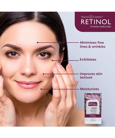 Retinol Anti-Aging Cleansing Towelettes - All-in-One Makeup Remover & Toner Wipes for Exfoliating, Hydrating & Refreshing Skin - Buy Online on SooperMarket.com