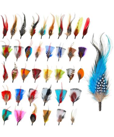 Kenning 39 Pcs Hat Feathers Assorted Feathers for Fedora Hats Colorful Real Feathers for DIY Craft  Christmas Decorations Men Women approx. 8-10 cm
