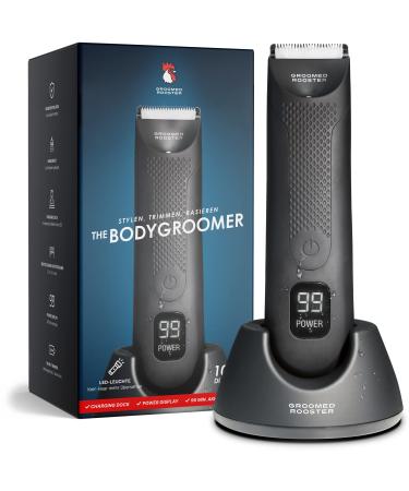 The bodygroomer-intimate razor & body razor shower-proof 90 min. Duration LED light charging station-body trimmer for the intimate area & body for men men from groomed rooster