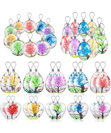 Hicarer Dried Flower Pendant Dried Flower Tree Charms Resin Dried Pressed Flower Pendant Lacework Transparent Glass Ball Beads Round Floating Pendant Mixed Colors for Making Jewelry DIY Craft (20)