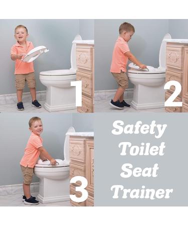 Nuby Easy Grip Safety Toilet Seat Trainer for Toddlers & Kids - White | Integrated Splash Guard | 2nd Stage - Buy Online on SooperMarket.com