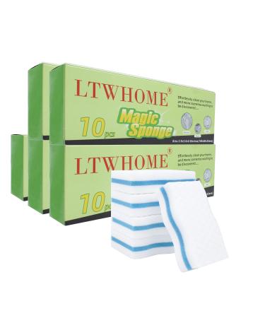 LTWHOME Magic Cleaning Dual Sided Wave Type Sponge Melamine 100X 60X 25mm (Pack of 50)