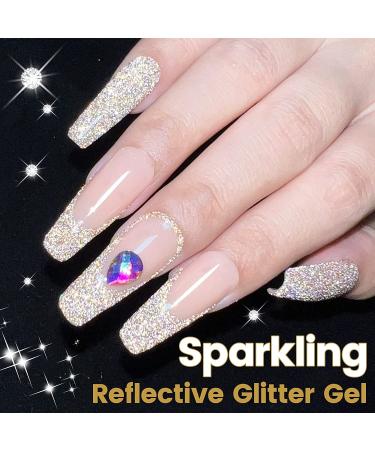 YTD Likomey Reflective Glitter Gel Nail Polish 15ml - Champagne Gold Sparkly Disco DJ Nail Gel - UV Soak Off Varnish for Salon & DIY Manicure - Buy Online on SooperMarket.com