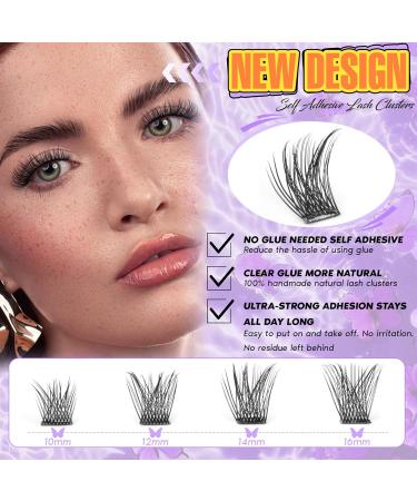 Self Adhesive Lash Clusters - Natural Eyelashes Extension No Glue Needed DIY Wispy Lashes CD Curl 10-16MM 72Pcs by Zegaine - Shop Now - Buy Online on SooperMarket.com