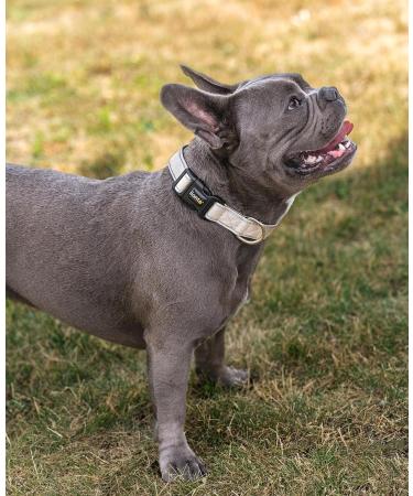 Lonto Soft Padded Dog Collar - Durable Nylon Size S 360 Reflective Click Closure Metal Ring - Beige - Buy Online on SooperMarket.com