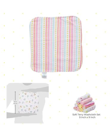 Spasilk Newborn Washcloth Wipes Set - Soft Terry Cloth, 10 Pack Pink Lines - Buy Online on SooperMarket.com