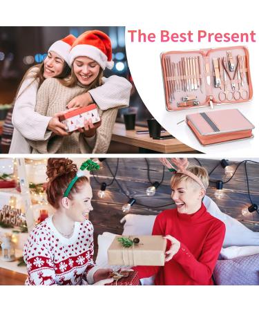 Coolzon 26-Part Professional Manicure Set | Stainless Steel Nail Tools for Manicure & Pedicure | Advanced Zip Pocket Design | Rose Color - Buy Online on SooperMarket.com