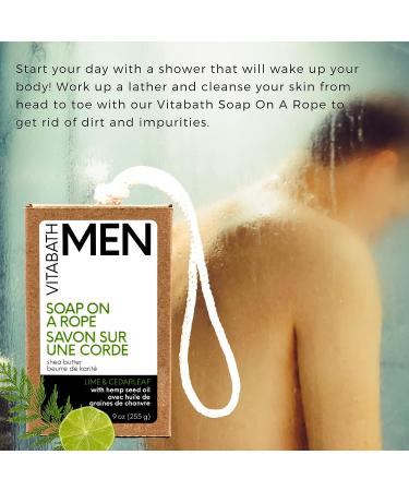 Vitabath Lime & Cedarleaf Soap on a Rope with Hemp Oil & Shea - 9 oz | Hydrating Body Cleanser for Men & Women - Buy Online on SooperMarket.com