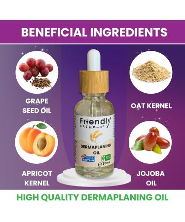 Dermaplaning Oil - With Oatmeal Primrose Apricot Kernel Jojoba and Grapeseed Extracts | For Pre and post shave | 30ml Bottle | Face Oil | Facial Oil | Shave Oil | Oil Women | Facial Oils for Women - Buy Online on SooperMarket.com