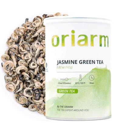 Oriarm Snail Jasmine Green Tea Loose Leaf 100g Tin Can - Chinese Fujian Green Jasmine Tea Yu Luo Snail Jasmine Tea