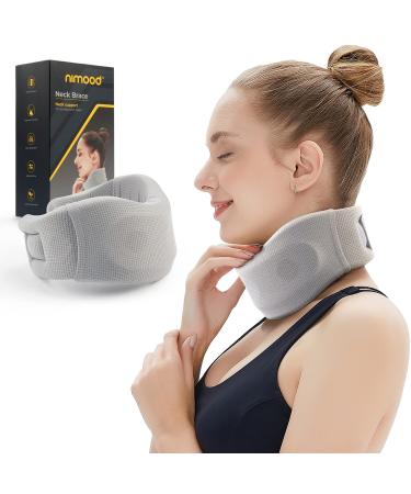 Neck Brace -Foam Cervical Collar - Soft Neck Support Relieves Pain & Pressure in Spine - Wraps Aligns Stabilizes Vertebrae - Can Be Used During Sleep (Comfort Gray Medium)