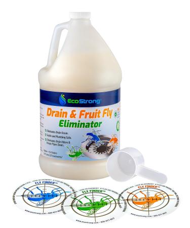 Fruit Fly Drain Treatment | Drain Fly Eliminator | All-Natural Eliminates Gnats Sewer Flies and More - Works in All Drains - 128 Fl Oz w Fly Finder