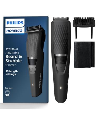 Norelco Philips Beard Trimmer and Hair Clipper - Cordless Grooming Rechargeable Adjustable Length Beard Trimmer and Hair Clipper - No Blade Oil Needed - BT3230/41 Black BT3230/41