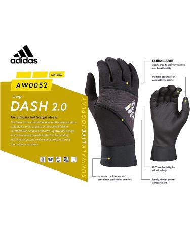 adidas Winter Performance Dash Gloves - Medium/Large Dash 2.0 (Black/White) | Multiple Touchscreen Conductivity Points - Buy Online on SooperMarket.com