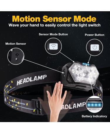 GOANDO Rechargeable 2500 Lumen LED Headlamp 2 Pack | Waterproof with Red Light Sensor Mode | Ideal for Running, Cycling, Camping - Buy Online on SooperMarket.com