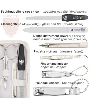 Premium 8-Piece Manicure Set 'Roma' Three Swords | Luxury Nail Care in White Real Leather Case - Buy Online on SooperMarket.com