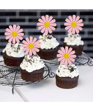 Rsstarxi 24 Pack Daisy Cupcake Toppers Baby Shower Birthday Chrysanthemum Party Cupcake Picks for Daisy Flower Theme Spring Birthday Wedding Party Cake Decorations Pink Design 1 Pink - Buy Online on SooperMarket.com
